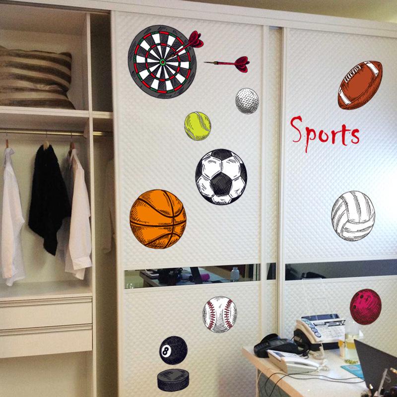 Basketball football darts indoor loading PVC material DIY wall sticker mural balls cartoon wallpaper