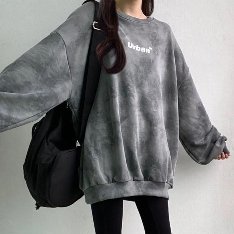 Female Korean Version Loose Top Student Tie-dye Spring and Autumn High Street All-match Coat Ins Long-sleeved Pullover Sweater