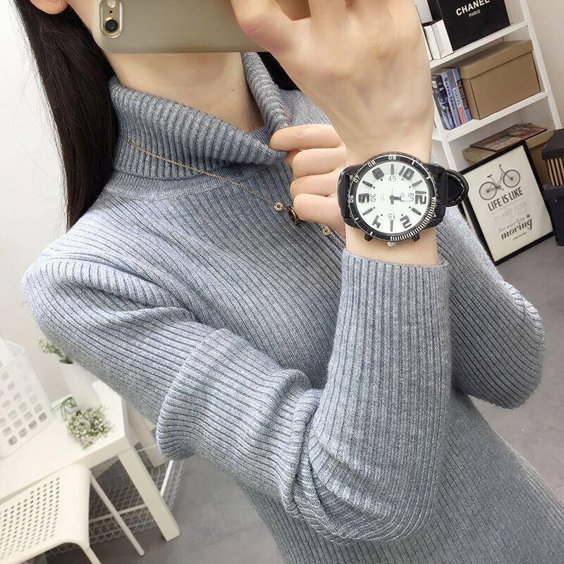 Autumn Winter Women Knitted Dress Turtleneck Sweater Dresses Lady Slim Bodycon Long Sleeve Bottoming