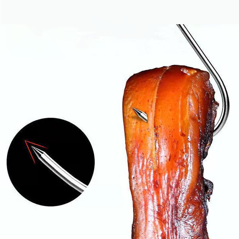 10Pcs Bacon Hook Pork Sausage Roast Duck Roast Chicken Hook Kitchen Hook Stainless Steel Solid S-shaped Pointed Hook Tool Organizer