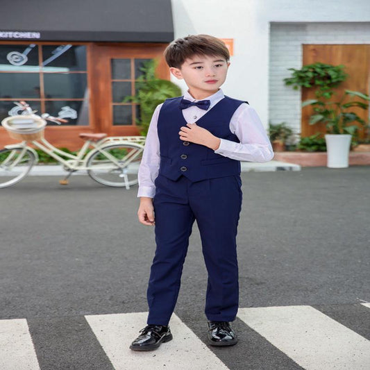 Boys Dress Vest Suit Black Host Children's Suit Elementary School Chorus Costumes