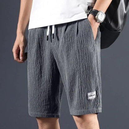 Ice silk cool five-point pants men's summer ultra-thin sweat-absorbing quick-drying breathable loose casual pants wild beach shorts