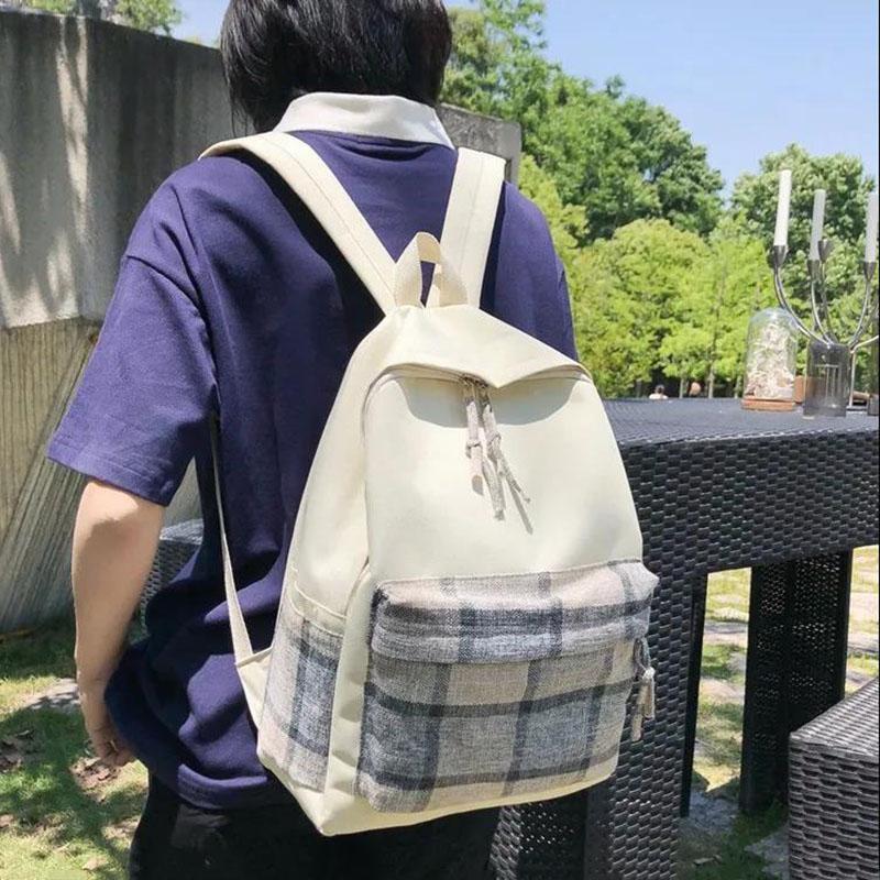 Casual Backpack Simple Women's Multi-layer Canvas Schoolbag Travel Shopping Student Large Capacity