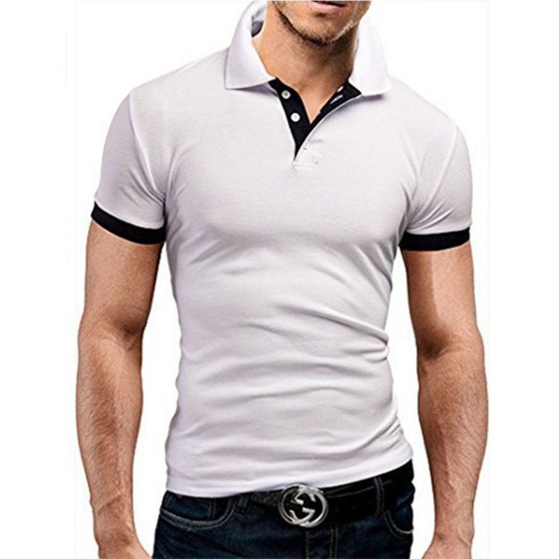 Men's Summer Sports Fitness Leisure Trend T-shirt Slim Short Sleeve Polo Shirt