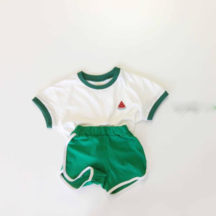 Korean Children's Clothing Baby Children's Suit Summer Cute Fruit Pattern Short Sleeve Shorts Casual Suit