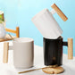 Ceramic with Lid and Spoon for Household Coffee Cup and Teacup Milk Cup with Wooden Handle Mug Large Capacity