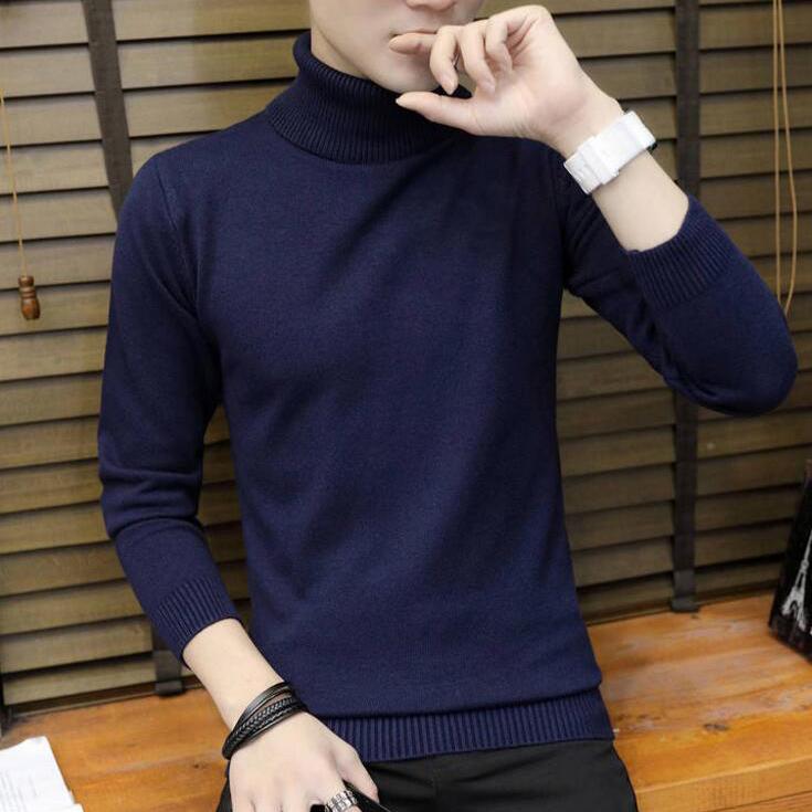 Men's Turtleneck Sweater Autumn Winter Casual Sweater Men's Slim Fit Knitted Pullovers Jumper