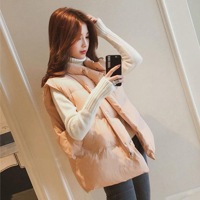 Cotton Vest Women's Winter Stand-up Collar Without Hood Short Down Down Cotton Vest Loose Thick Cotton Vest Waistcoat