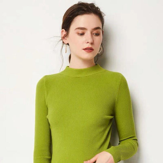 Autumn Winter Women Long Sleeved Pullover Solid Knitted Sweaters