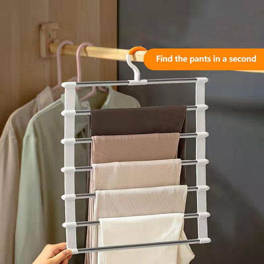 Pants Rack Household Foldable Magic Pants Special Hanger Stainless Steel Pants Hanging Multi-layer Rack Storage Artifact Towel Scarf Tie Rack