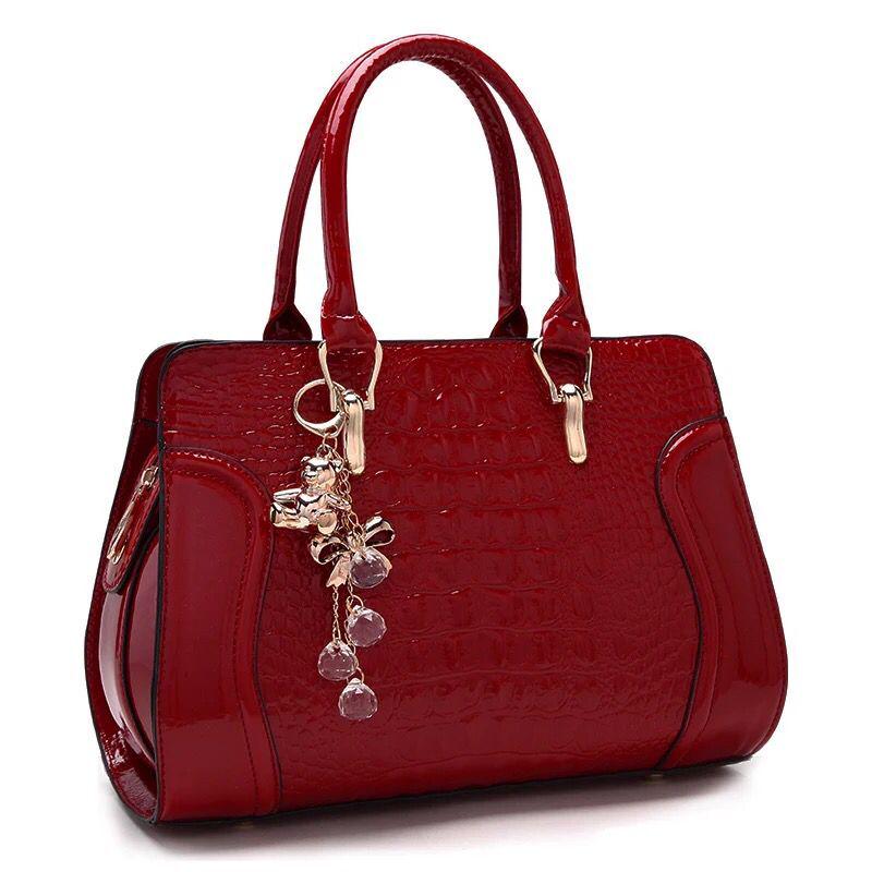 Woman bag European and American style handbag Trendy wild Patent leather bag Genuine Leather