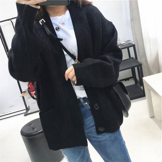 Autumn and Winter Thickening New Loose Sweater Shirt Jacket Female Outside Sweater Cardigan