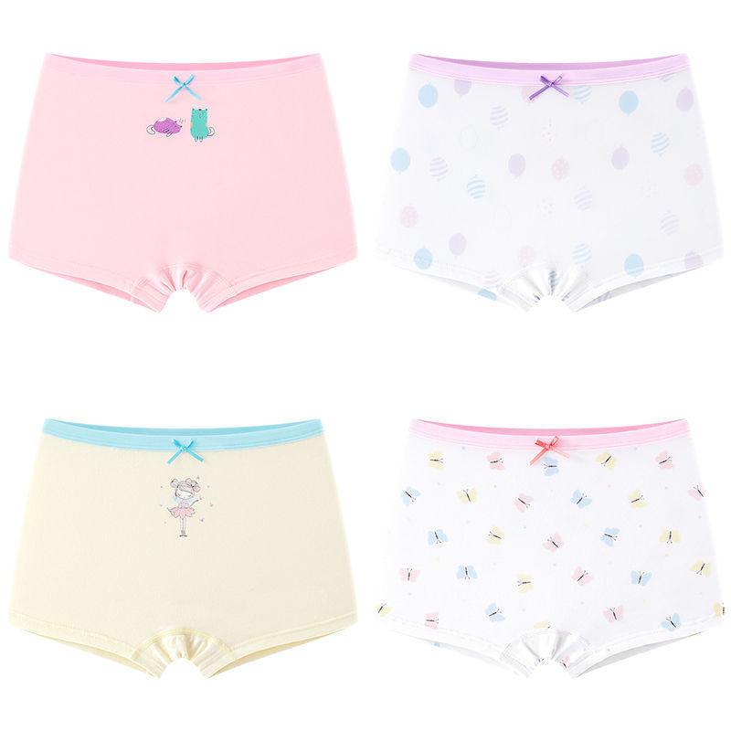 4 Pcs/Lot Girls Underwear Briefs Panties Kids Children Shorts for 3-13Years