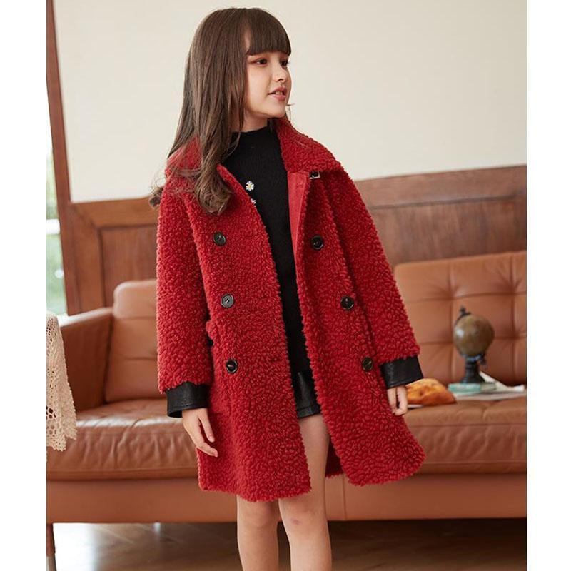 Girls Lamb Wool Coat Children's Coat Granular Velvet Warm and Windproof Plus Velvet Thick Autumn and Winter Clothes