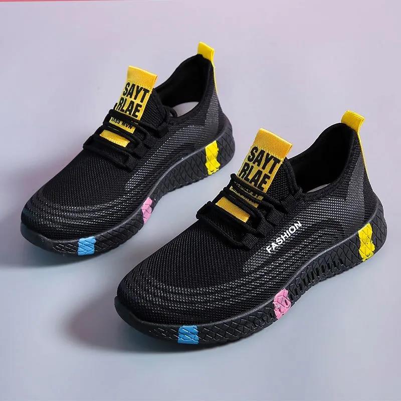 Women's Sports Mesh Shoes Printed Walking Shoes Soft Soled Anti Slip Mother's Sports Shoes Breathable Casual Single Shoes