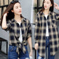 Bow Striped Retro Plaid Long Sleeve Shirt Women's Loose Large Size Mid Length Cardigan Shawl