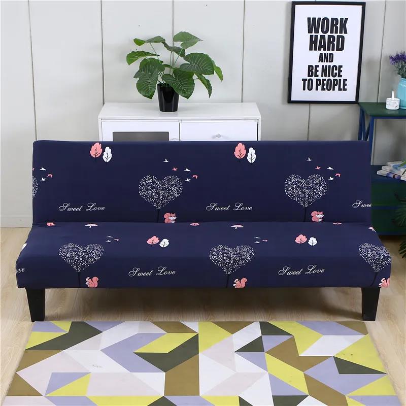 Armless Sofa Bed Covers Elastic Stretch Futon Slipcover Couch Protector Home Decor