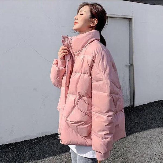 Winter All-match White Duck Down Jacket Women's Short Loose Student Bread Coat Small Jacket