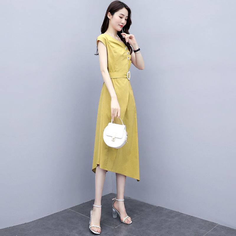 Dress Female Light Mature Wind Waist Was Thin Temperament Dress French Long Skirt Ladies Waist Dress Elegant Temperament Long Skirt