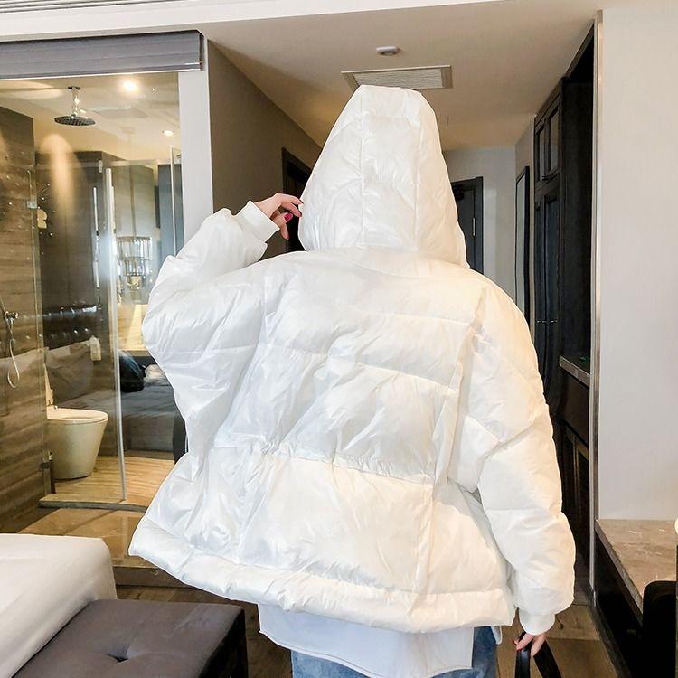 Glossy Cotton-padded Jacket Women's Short Stand-up Collar Hooded Waist Cotton-padded Jacket Bread Jacket Thick Warm Winter Jacket