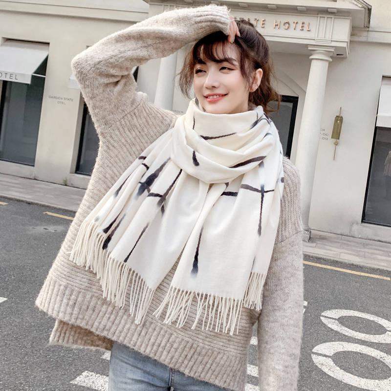 Cashmere Scarf Pink Wool Scarves for Women Winter Warm Female Fashion Lady Shawls