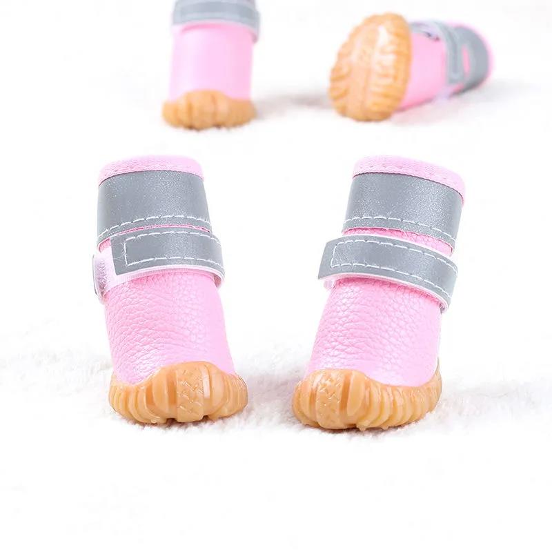 Pet Small Dogs Shoes Autumn and Winter Keep Warm Teddy Bichon A Set of 4 Waterproof and Non-slip Walking Boots Soft Beef Tendon Bottom Snow Boots