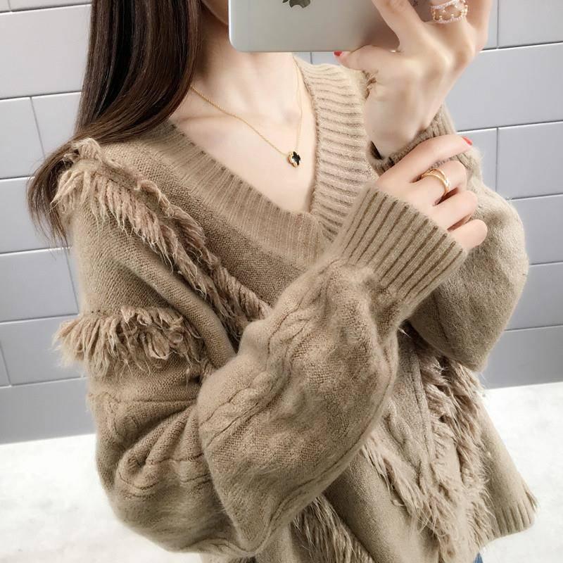 Casual Tassel Women Knitted Sweater and Pullovers Full Sleeve Ladies Fashion Sweaters Female Jumpers