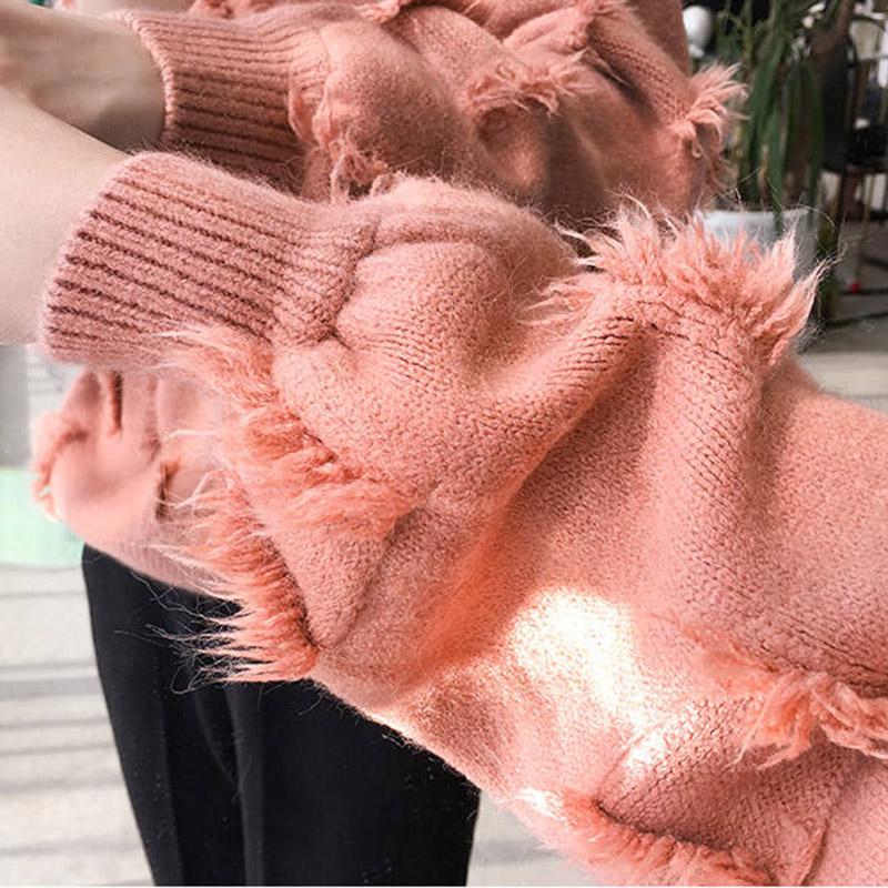 Round neck large size warm sweater cashmere turtleneck sweater female autumn and winter long sleeves