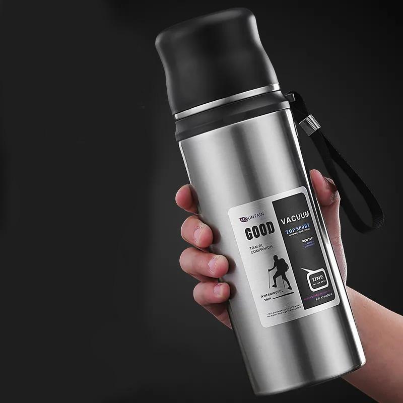 0.6/0.8/1/1.2/1.5L Stainless Steel Vacuum Flask Coffee Tea Water Bottle Travel Sports Household Water Bottle Coffee Milk Cup