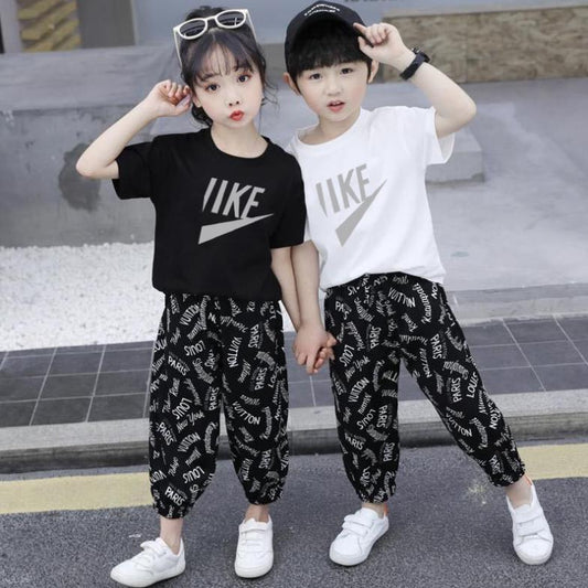 Summer Children's Short Sleeve T-Shirt Korean Style Small and Medium Sized Boys and Girls Fashion Set