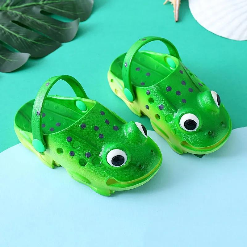 Cartoon Frog Slippers Parent-child Children's Soft Bottom Shoes Boys and Girls Baby Home Non-slip Slippers Flip Flops Cute Funny Shoes