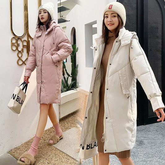 Winter Fashion Women's Mid-length Bread Jacket Korean Loose Hooded Plus Size Student Mother Jacket