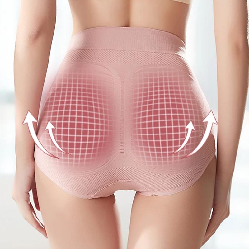 Women's Sexy Underwear 3 Packs Graphene Antibacterial Panties High-waisted Abdomen Hips Pelvis Adjustment Panties Body Shaping Breathable Hip Pants