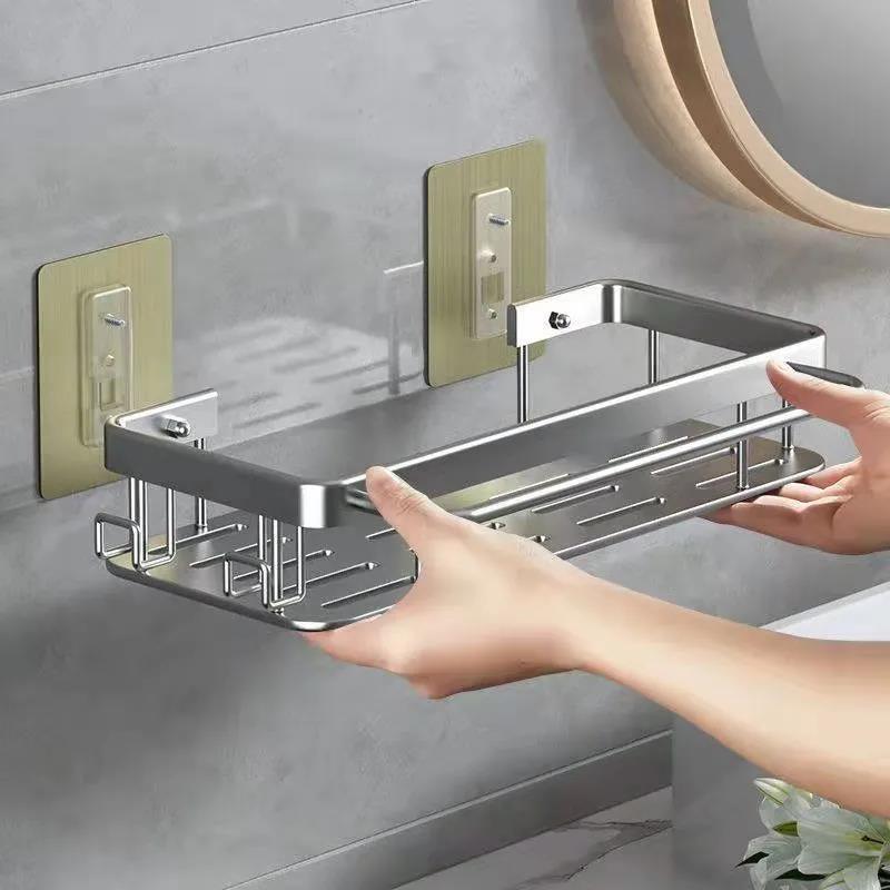 Bathroom Shelves No-drill Corner Shelf Shower Storage Rack Holder Toilet Organizer Bathroom Accessories Suction Cup Wall Rack Toilet Rack