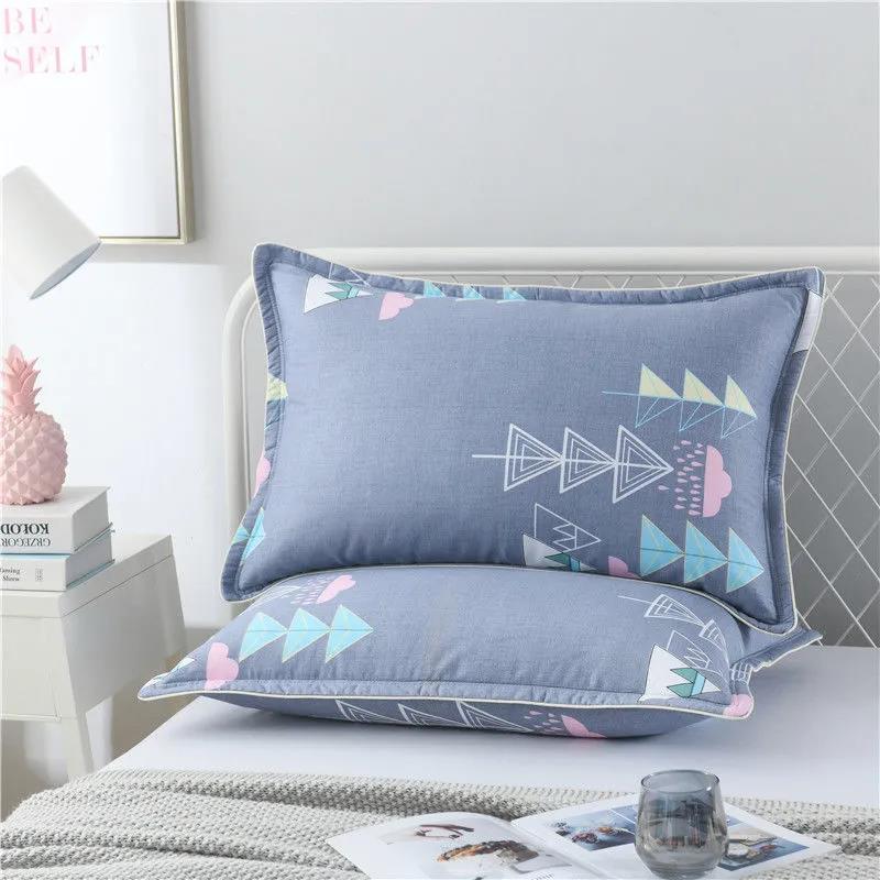 48x74cm Pillowcase Thick Pure Cotton Pillowcase Double Queen Size Bedroom Printing Pillowcase Bedding Two Pieces