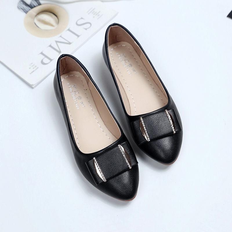 Single Shoes Pointed Toe Flat Shoes Women's Shallow Mouth Flat Shoes Women's Shoes Soft-soled Work Shoes Women's Non-slip Light and Soft