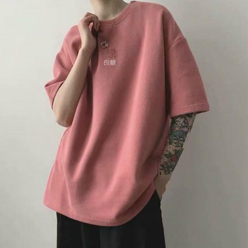 Chinese Style Summer Short-sleeved T-shirt Men's Loose Lazy Round Neck Couple Half-sleeved Shirt