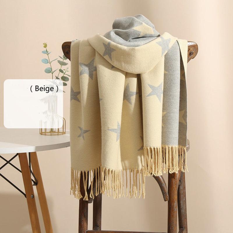 Double-sided Can Be Used Artificial Cashmere Printed Scarf Women's Winter Thickened Scarf Wild Warmth Tassel Shawl