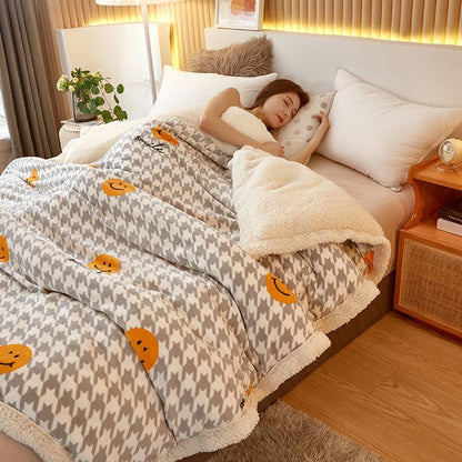 Thick Double-layer Woolen Blanket Lamb Flannel Milk Fleece Blanket Warm Winter Dormitory Office Small Nap Blanket