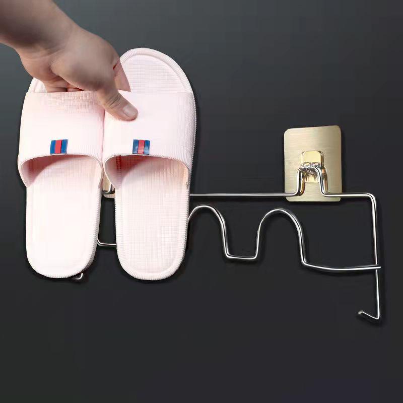 Bathroom Slippers Shelf Toilet Wall Hanging Drain Stainless Steel Free Punching Toilet Rack Hook Storage Shelf Home Organizer Shoe Rack