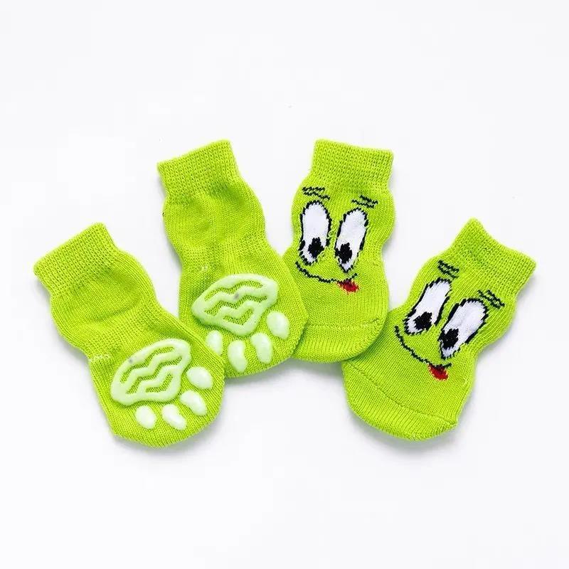 4 Packs of Dog Socks Anti-scratch Anti-dirty Non-slip Foot Cover Teacup Dog Teddy Cat Shoes Pet Dog Shoes Socks Comfy Walking Shoes Dog Cat Boot Socks