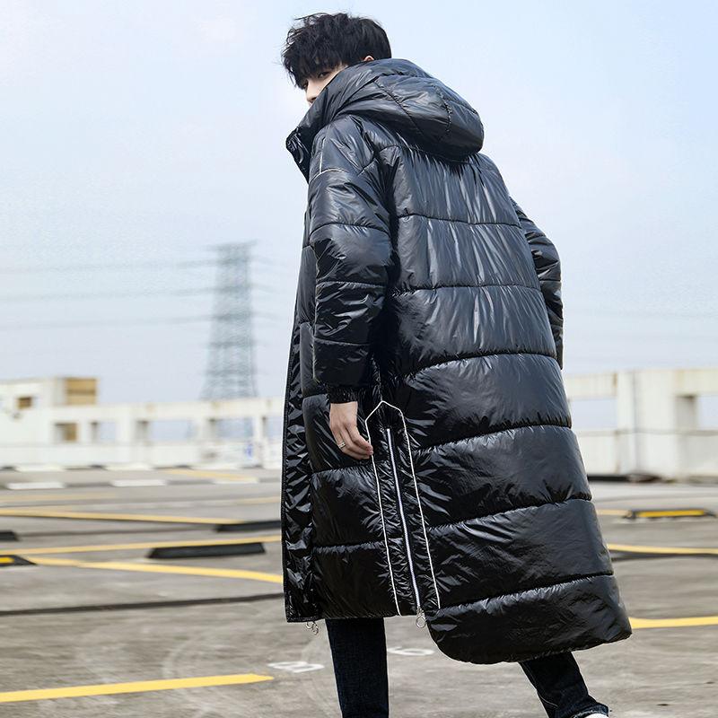 Fashion Trend Hooded Men's Down Jacket Autumn and Winter Plus Velvet Thick Warm White Duck Down Long Male Jacket