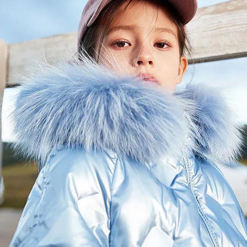 Girls' Warm and Windproof Down Padded Jacket Mid-length Girls Plus Velvet Thickened Children's Clothing