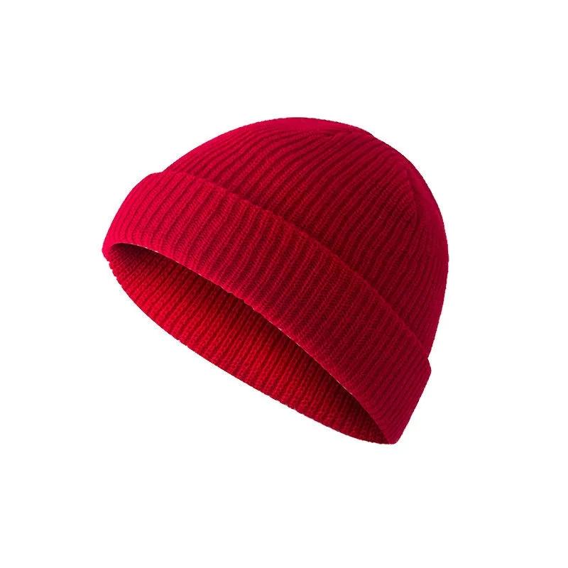 Fashion Hip Hop Beanie Knitted Hat Men Skullcap Women Winter Autumn Warm Brimless Baggy Melon Cap Cuff Docker Fisherman Beanies Hats Solid Color