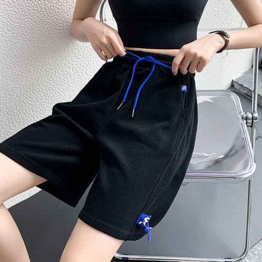 Sports Pants Women's Spring and Summer Loose and Thin Large Size Casual Sweat Pants Five-point Shorts Wide-leg Pants