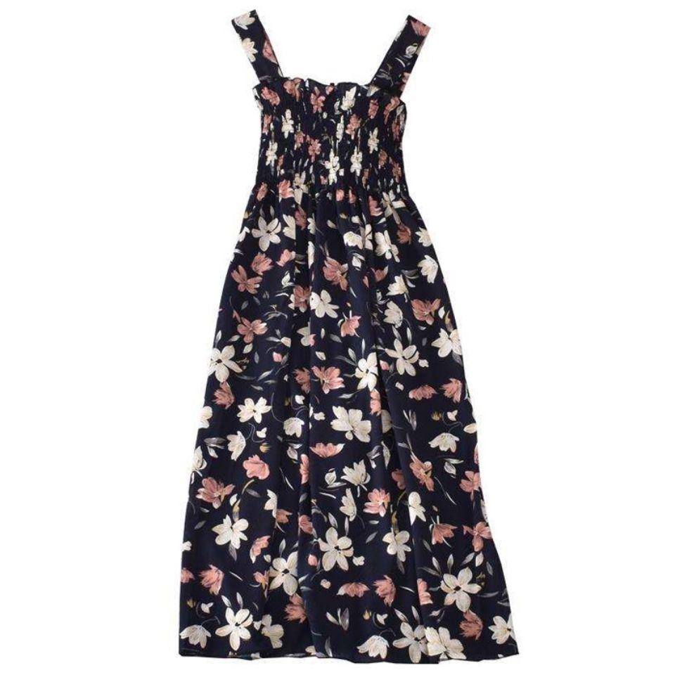 Women Summer Halter Dress Vintage High Waist Backles Holiday Long Dress Elegant Slim Floral Print Sleeveless Casual Dress