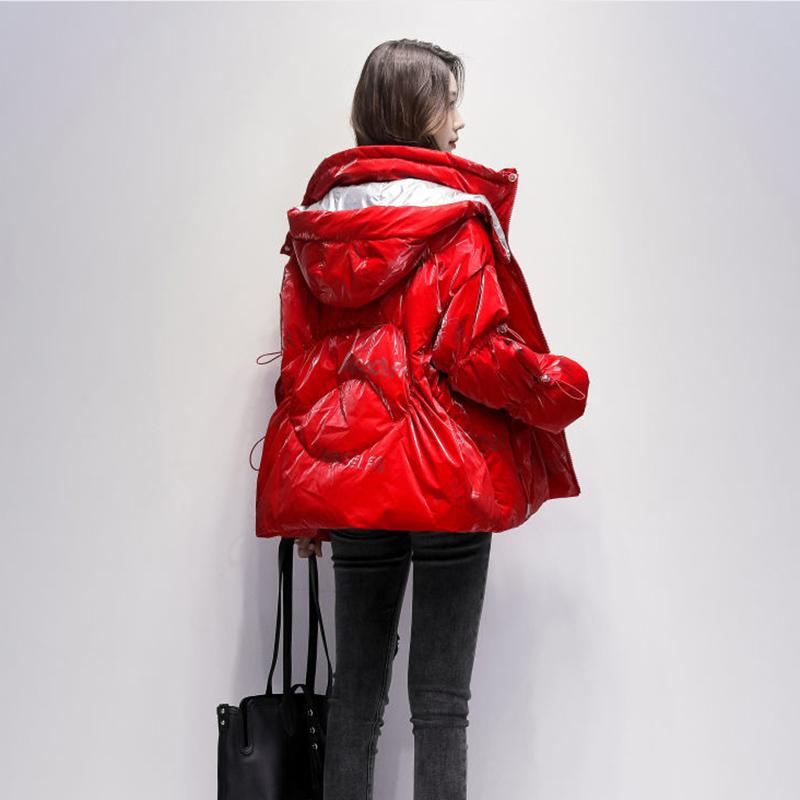 Bright Face Down Cotton Padded Clothes Short Loose Thickened Warm Coat Women's Korean Hooded Down Jacket Quilted Jacket