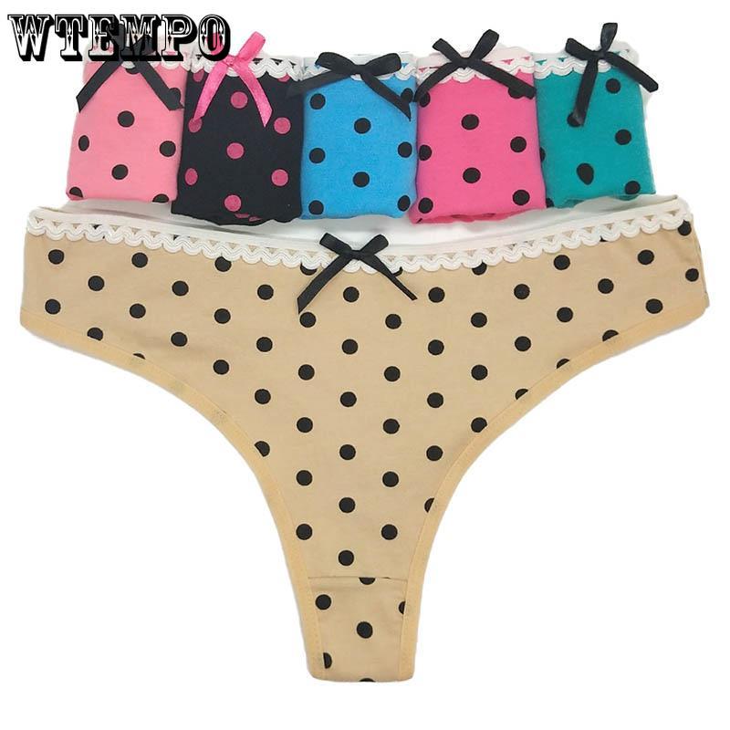 6 Pcs/Lot Brand G-String Underwear Cotton Briefs Women Sexy Print Low Waist Seamless Panties