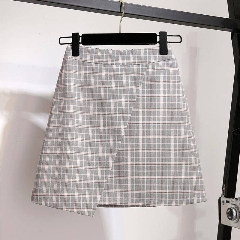 Summer Women 2 Piece Suit Short Sleeve Fringed Top T Shirt & Plaid Skirt Suits Skirts Set