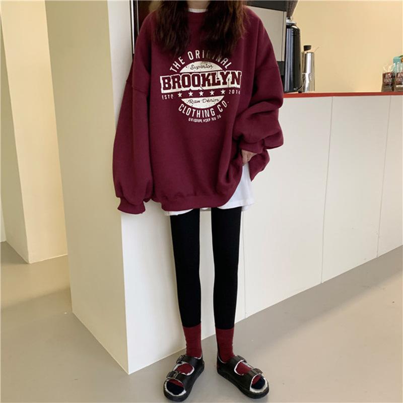 Autumn Fashion Letter Round Neck Loose Women's Casual Sweater